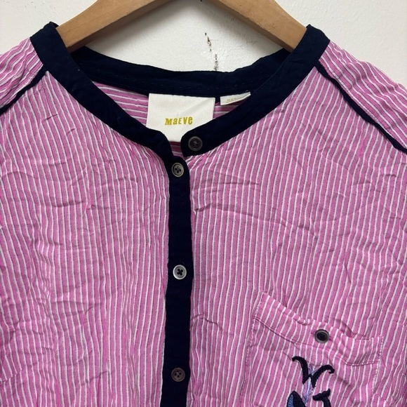 Anthropologie Maeve Initial Monogram Button Up Blouse - Picture 4 of 11